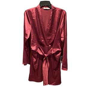 Lush Long Sleeve Tie Waist Minidress in Mulberry Medium NWT